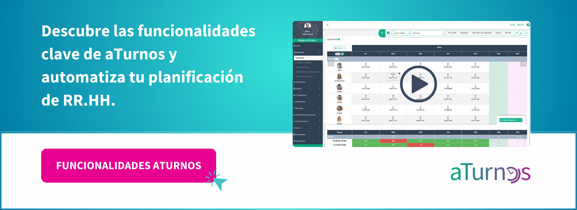 funcionalidades clave aturnos video
