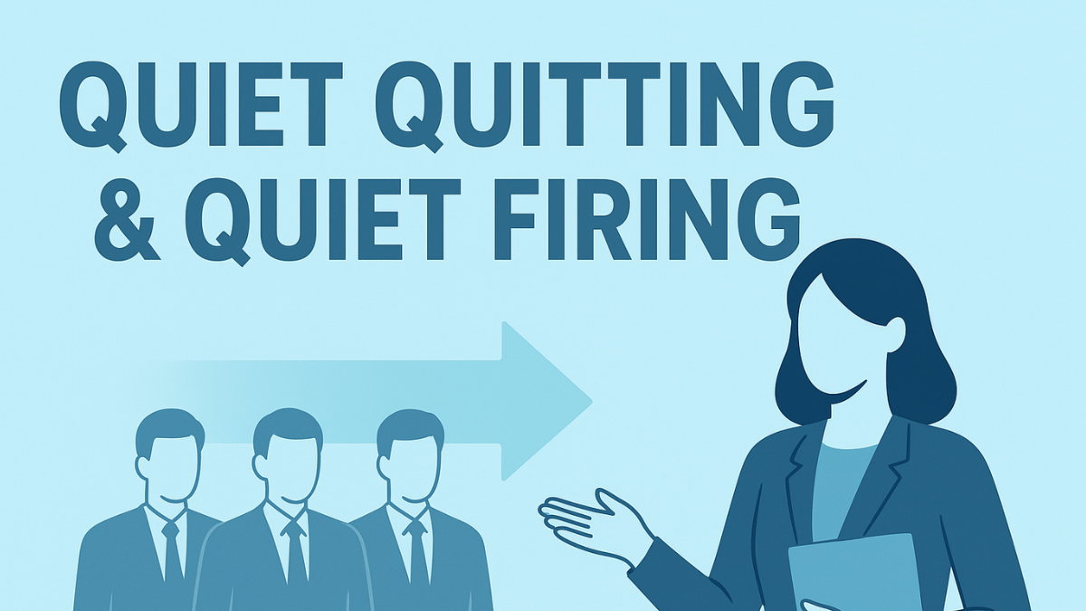Quiet quitting (renuncia silenciosa) y quiet firing (despido silencioso) en el entorno laboral. Incluye causas, formas de prevenirlos y consecuencias de estas prácticas que afectan la motivación, productividad y retención de talento en las empresas.