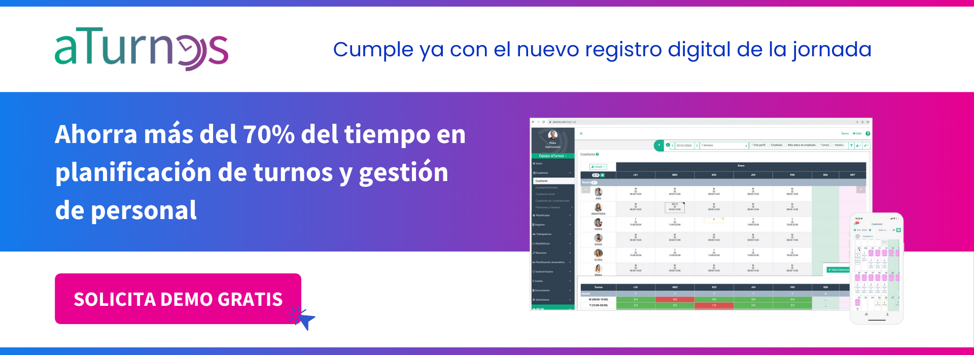Cumple ya con el nuevo registro digital y solicita demo gratuita de aTurnos